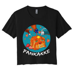 This Pancake REALLY Loves Syrup! Funny Anime Food Pun Women's Crop Top Tee