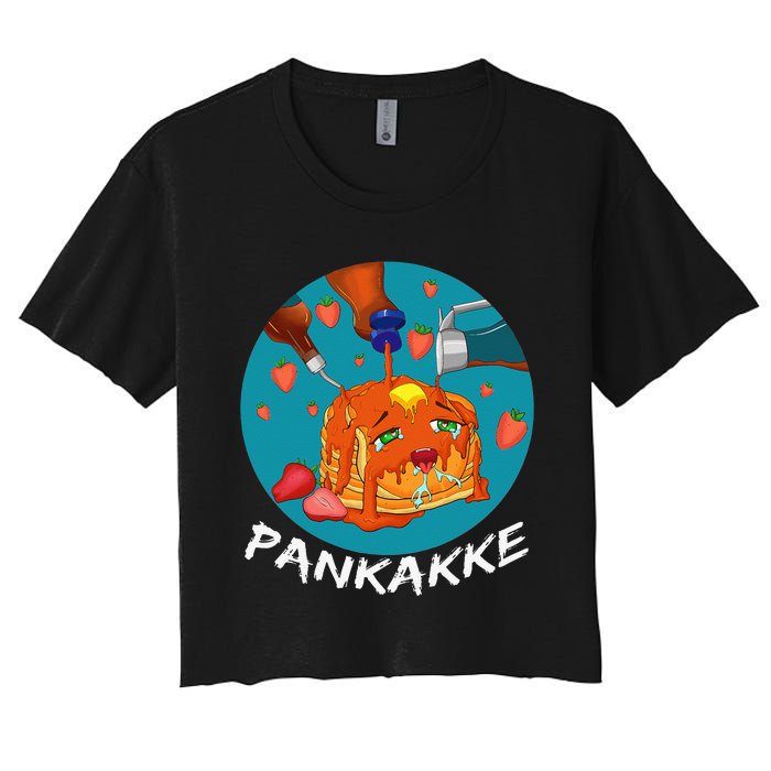 This Pancake REALLY Loves Syrup! Funny Anime Food Pun Women's Crop Top Tee