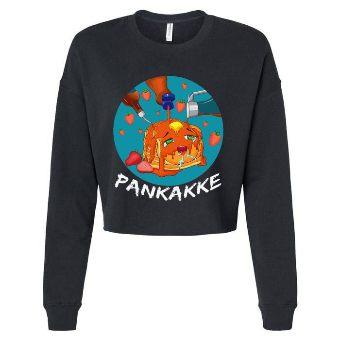 This Pancake REALLY Loves Syrup! Funny Anime Food Pun Cropped Pullover Crew