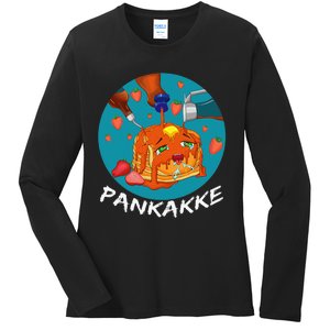 This Pancake REALLY Loves Syrup! Funny Anime Food Pun Ladies Long Sleeve Shirt