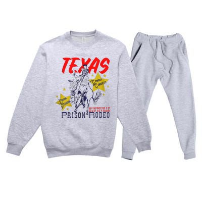 Texas Prison Rodeo Cowboy Western Premium Crewneck Sweatsuit Set