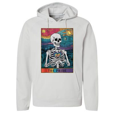 The Pride Retro Hearts Skeletons Lgbtq Month 70s Performance Fleece Hoodie