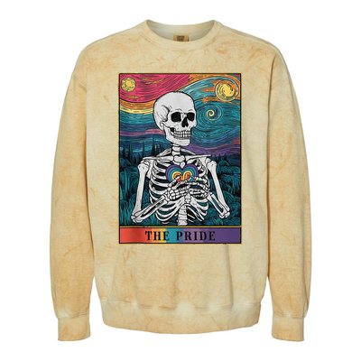 The Pride Retro Hearts Skeletons Lgbtq Month 70s Colorblast Crewneck Sweatshirt