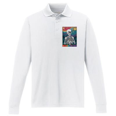 The Pride Retro Hearts Skeletons Lgbtq Month 70s Performance Long Sleeve Polo