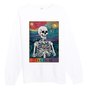 The Pride Retro Hearts Skeletons Lgbtq Month 70s Premium Crewneck Sweatshirt