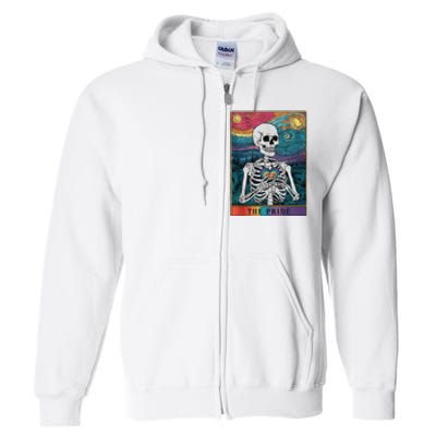 The Pride Retro Hearts Skeletons Lgbtq Month 70s Full Zip Hoodie