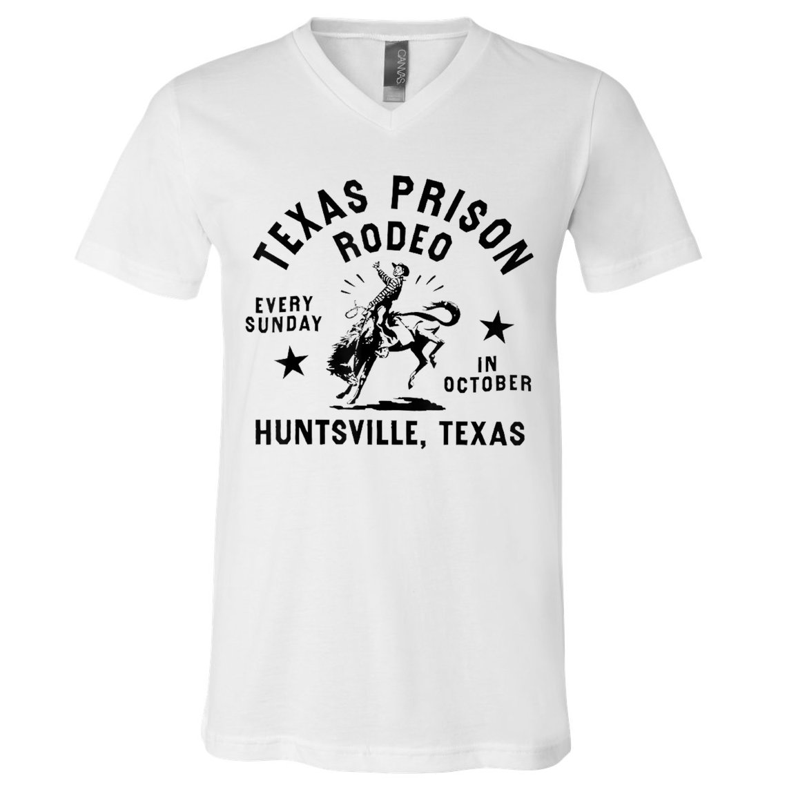 Texas Prison Rodeo Sunday In October Huntsville Texas V-Neck T-Shirt