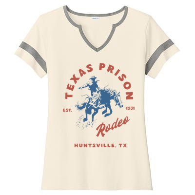 Texas Prison Rodeo Cowboy Western Ladies Halftime Notch Neck Tee