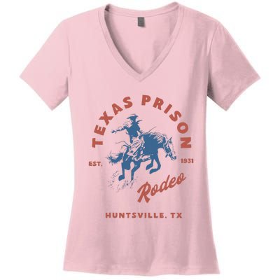 Texas Prison Rodeo Cowboy Western Women's V-Neck T-Shirt