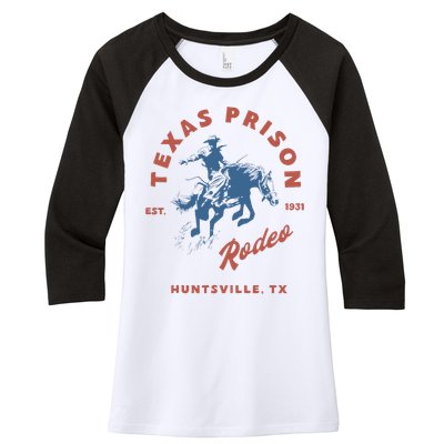 Texas Prison Rodeo Cowboy Western Women's Tri-Blend 3/4-Sleeve Raglan Shirt