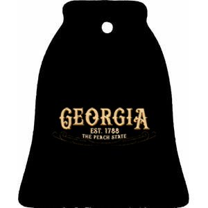 The Peach State Georgia Ceramic Bell Ornament