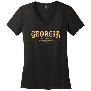 The Peach State Georgia Women's V-Neck T-Shirt