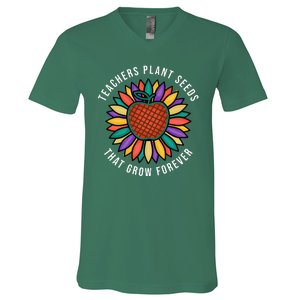 Teachers Plant Seeds That Grow Forever V-Neck T-Shirt