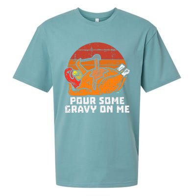 Turkey Pour Some Gravy On Me Funny Thanksgiving Sueded Cloud Jersey T-Shirt