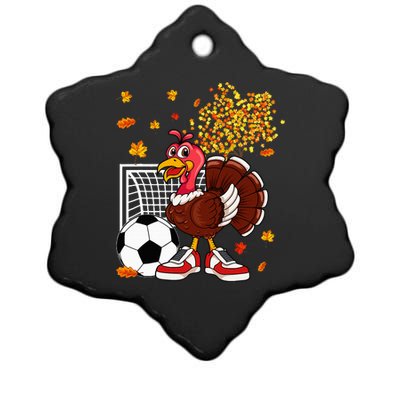 Turkey Playing Soccer Thanksgiving Player Coach Fall Lover Ceramic Star Ornament