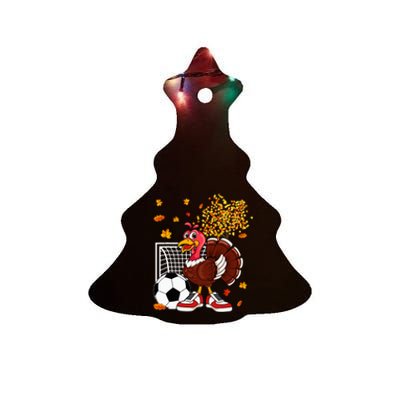 Turkey Playing Soccer Thanksgiving Player Coach Fall Lover Ceramic Tree Ornament