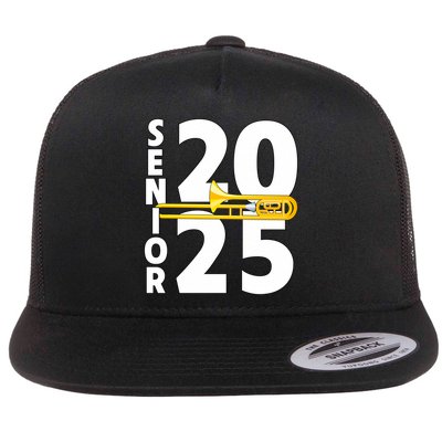 Trombone Player Senior Class Of 2025 Marching Band Student Great Gift Flat Bill Trucker Hat