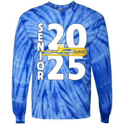 Trombone Player Senior Class Of 2025 Marching Band Student Great Gift Tie-Dye Long Sleeve Shirt