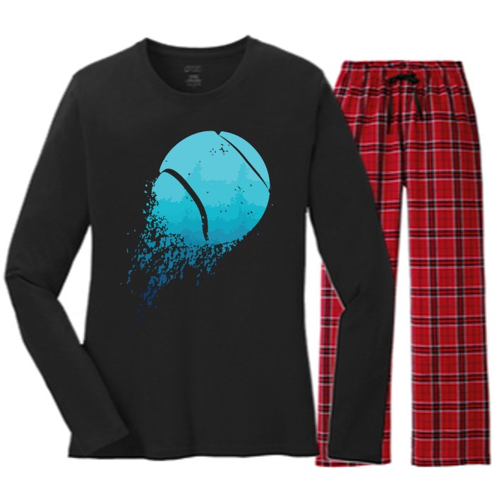 Tennis Player Sports Vintage Tennis Women's Long Sleeve Flannel Pajama Set 