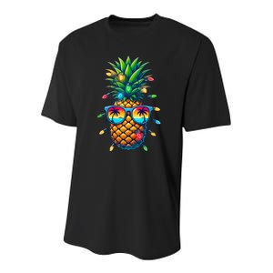 Tropical Pineapple Sunglass Christmas Lights Xmas In July Tank Top Youth Performance Sprint T-Shirt