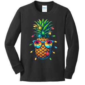 Tropical Pineapple Sunglass Christmas Lights Xmas In July Tank Top Kids Long Sleeve Shirt