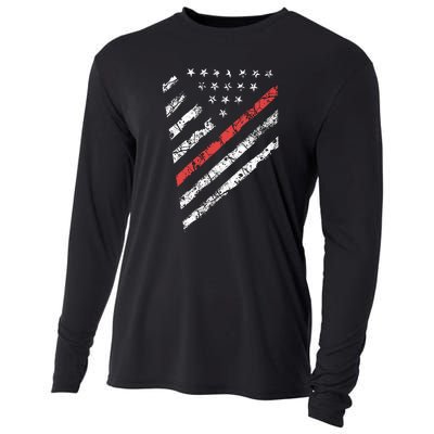 Tactical Pro Supply Patriotic American Flag Cooling Performance Long Sleeve Crew