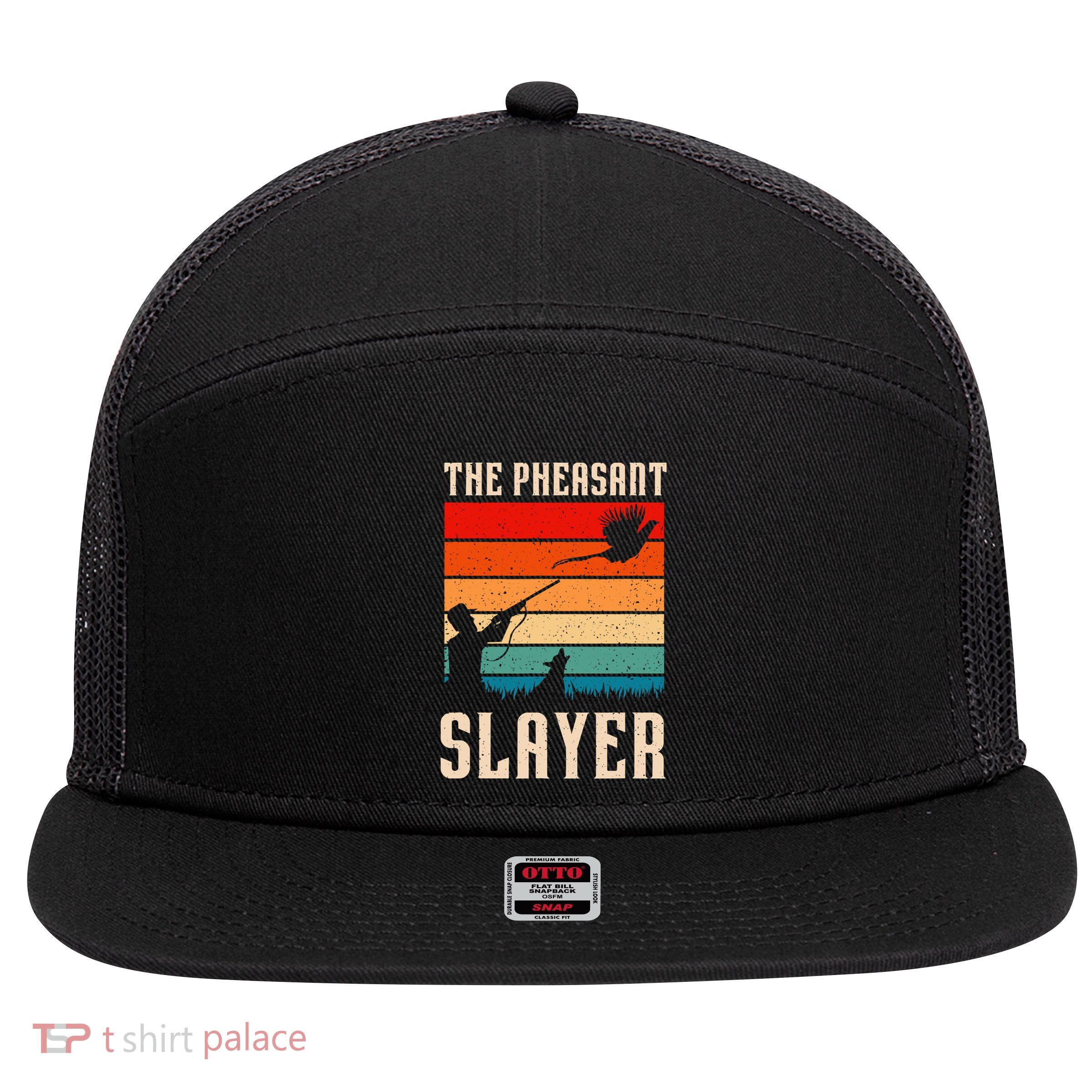 The Pheasant Slayer Funny Bird Hunting 7 Panel Mesh Trucker Snapback Hat