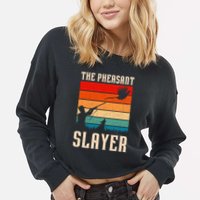 The Pheasant Slayer Funny Bird Hunting Cropped Pullover Crew