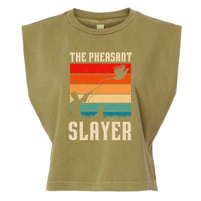 The Pheasant Slayer Funny Bird Hunting Garment-Dyed Women's Muscle Tee
