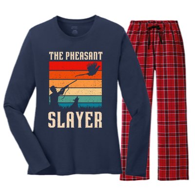 The Pheasant Slayer Funny Bird Hunting Women's Long Sleeve Flannel Pajama Set 