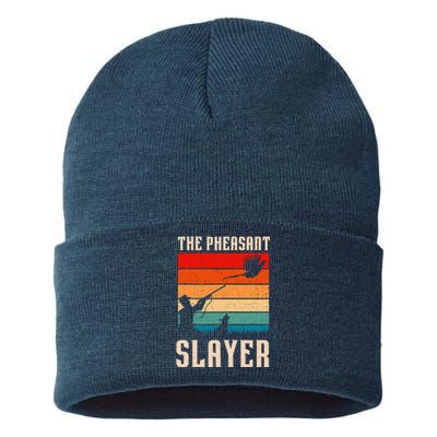 The Pheasant Slayer Funny Bird Hunting Sustainable Knit Beanie