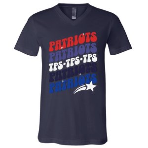 Temecula Preparatory School Tps Patriots Spirit Day V-Neck T-Shirt