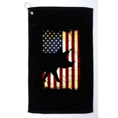 Teacup Pig Silhouette American Flag 4th Of July Gift Platinum Collection Golf Towel