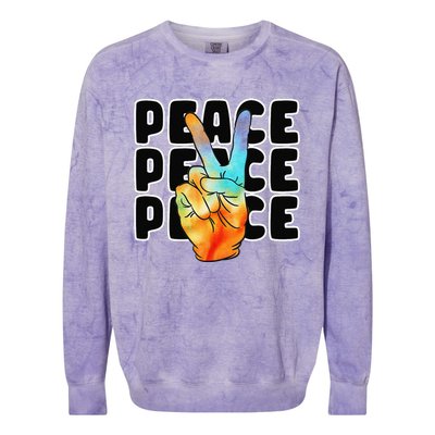 TieDye Peace Symbol Fun Nostalgic Retro 1960's Hippie 70's Colorblast Crewneck Sweatshirt