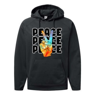 TieDye Peace Symbol Fun Nostalgic Retro 1960's Hippie 70's Performance Fleece Hoodie