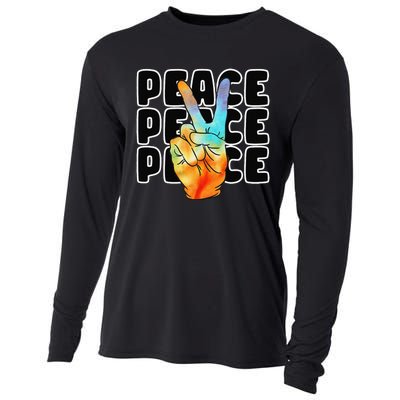 TieDye Peace Symbol Fun Nostalgic Retro 1960's Hippie 70's Cooling Performance Long Sleeve Crew