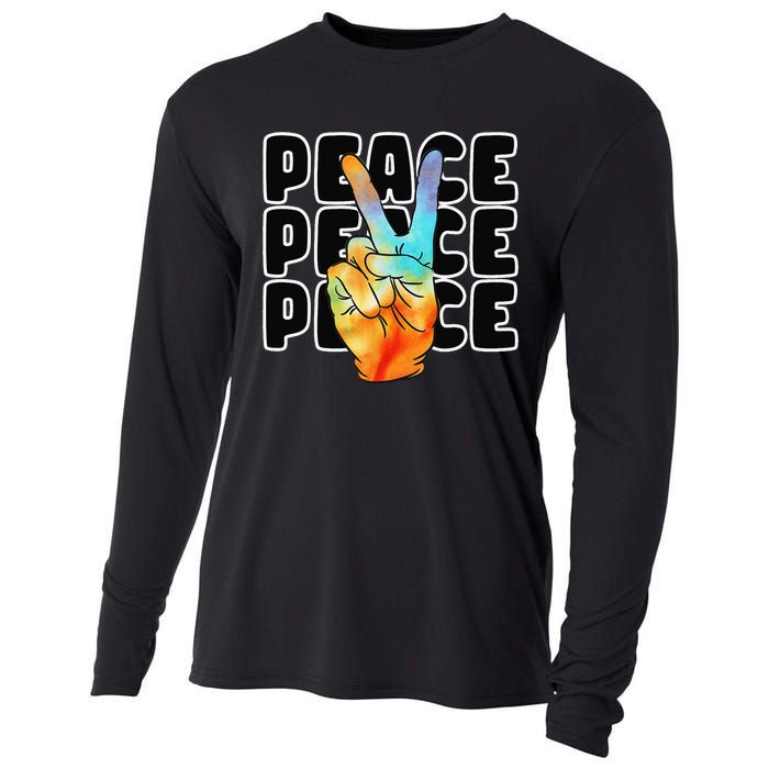 TieDye Peace Symbol Fun Nostalgic Retro 1960's Hippie 70's Cooling Performance Long Sleeve Crew