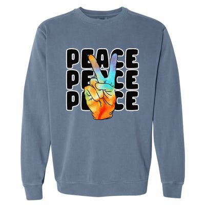 TieDye Peace Symbol Fun Nostalgic Retro 1960's Hippie 70's Garment-Dyed Sweatshirt