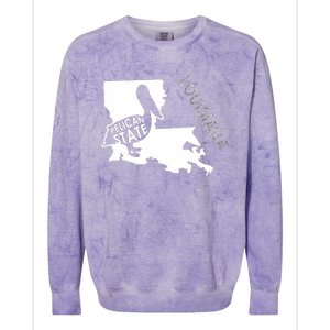 The Pelican State Louisiana Map Outline Graphic Pride Gift Colorblast Crewneck Sweatshirt