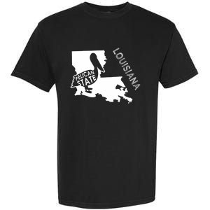 The Pelican State Louisiana Map Outline Graphic Pride Gift Garment-Dyed Heavyweight T-Shirt