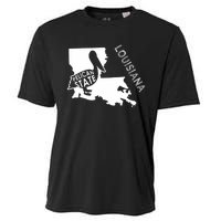 The Pelican State Louisiana Map Outline Graphic Pride Gift Cooling Performance Crew T-Shirt