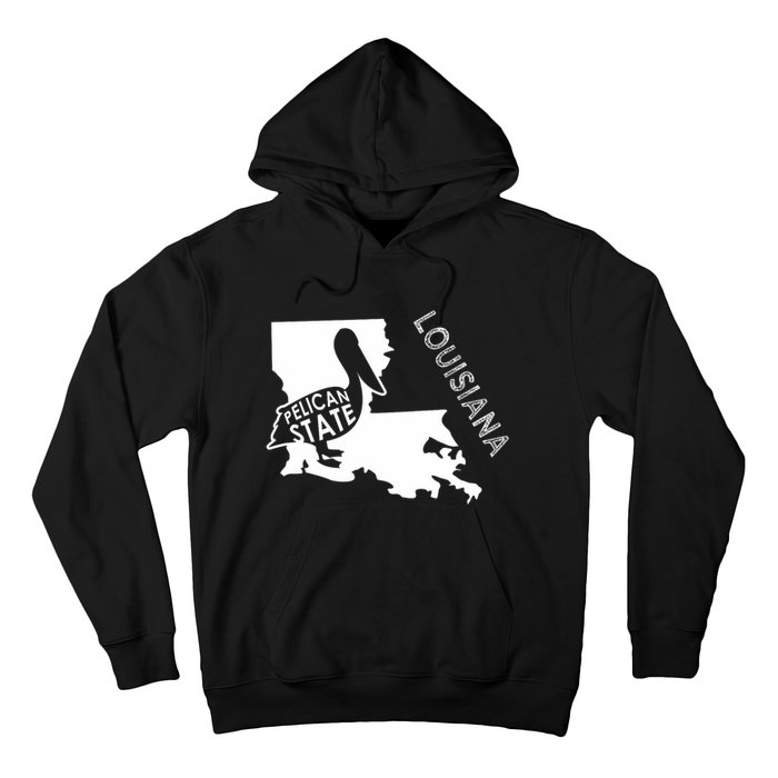 The Pelican State Louisiana Map Outline Graphic Pride Gift Hoodie