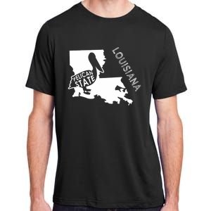 The Pelican State Louisiana Map Outline Graphic Pride Gift Adult ChromaSoft Performance T-Shirt