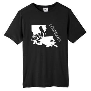 The Pelican State Louisiana Map Outline Graphic Pride Gift Tall Fusion ChromaSoft Performance T-Shirt