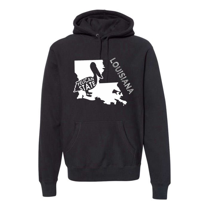 The Pelican State Louisiana Map Outline Graphic Pride Gift Premium Hoodie