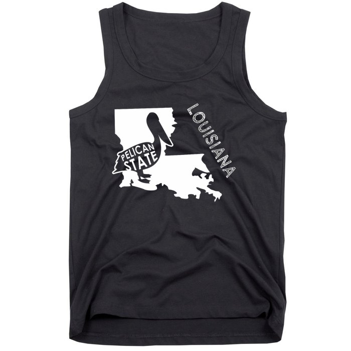 The Pelican State Louisiana Map Outline Graphic Pride Gift Tank Top