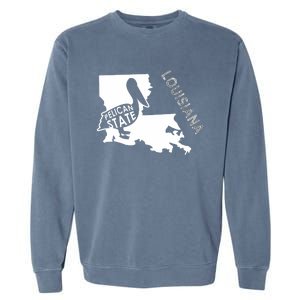 The Pelican State Louisiana Map Outline Graphic Pride Gift Garment-Dyed Sweatshirt