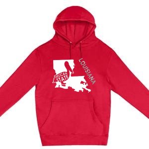 The Pelican State Louisiana Map Outline Graphic Pride Gift Premium Pullover Hoodie