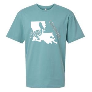 The Pelican State Louisiana Map Outline Graphic Pride Gift Sueded Cloud Jersey T-Shirt