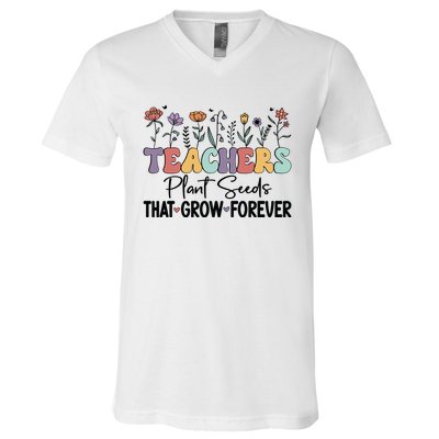 Teachers Plant Seeds PNG V-Neck T-Shirt